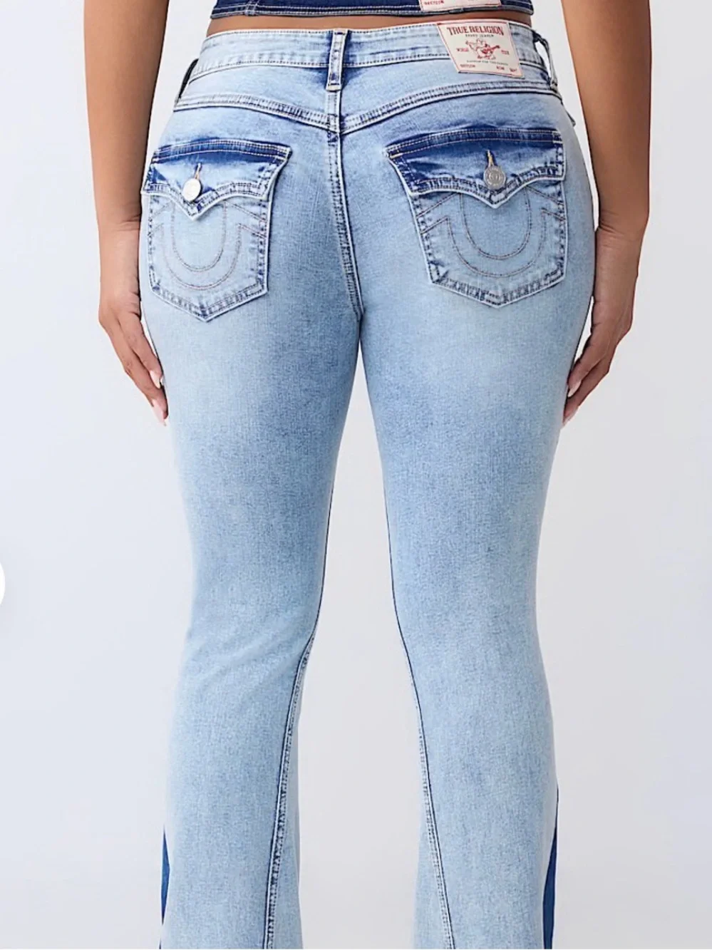 TRUE RELIGION Joey Mid Rise Flap Pocket Two-Tone Flare Jean--NWT--30